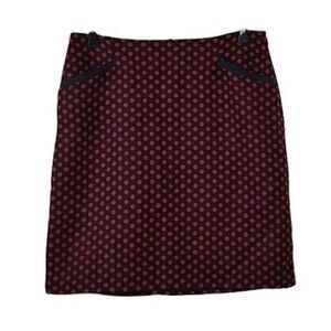 Talbots Black & Red Polka-dot Wool Blend Lined Skirt Size 8 Petite